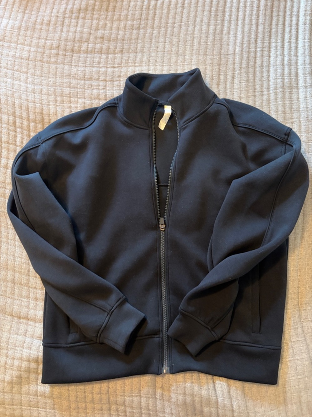 Zella Black Full-Zip Mock Neck Sweater